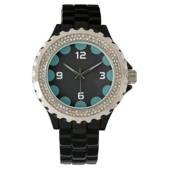 Montre Croissant couleur - Vert océan sur noir (devant)