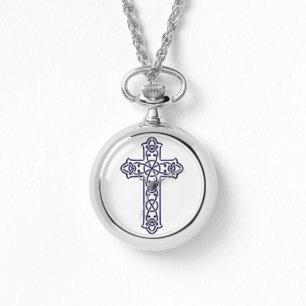 Montre Croix celtique bleue