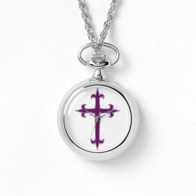 Montre Croix chrétienne pourpre (Recto)