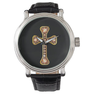 Montre Croix chrétienne "Topaz" dans Gold Watch