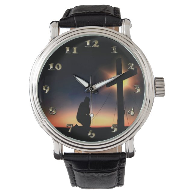 Montre Croix de crucifixion Jésus Christ (devant)
