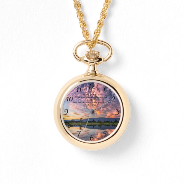 Montre Croix de foi chrétienne avec Psaume 25:12 (Recto)