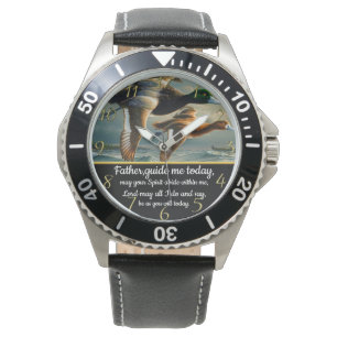 Montre Croix de la foi chrétienne d'or avec canards