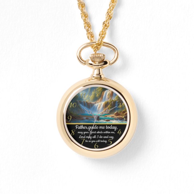 Montre Croix de la foi chrétienne d'or avec le Père, guid (Recto)