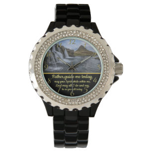 Montre Croix Gold Christian Faith avec cascade jaune
