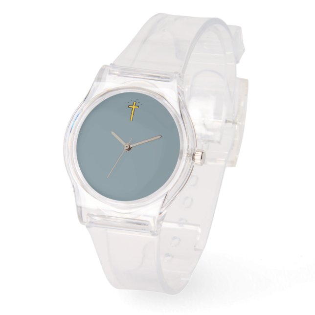 Montre Croix Gris Bleu  (Angle)