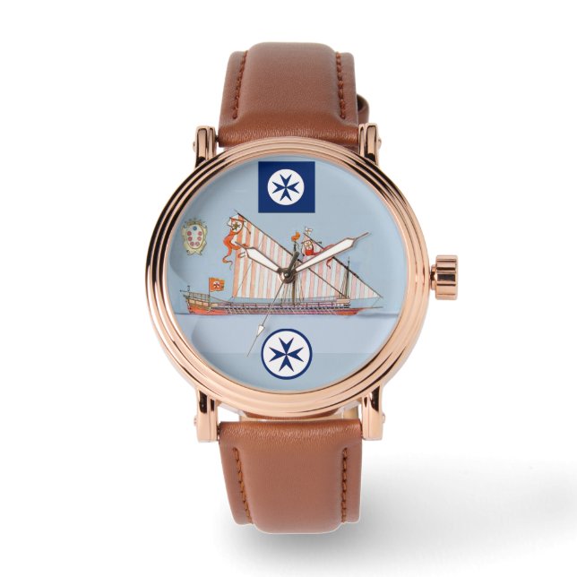 Montre Croix octogonale BLUE CORSAIR STYLE (Recto)