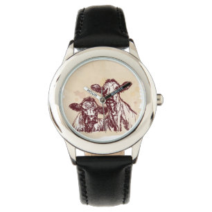 Montre Croquis d'aspiration de main de deux vaches et cru