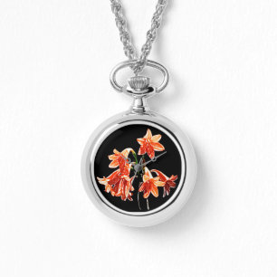 Montre Croquis de Daylilies - Mandarin orange et rouille