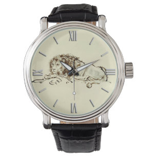 Montre Croquis vintage d'encre Rembrandt / Dessin d'un li
