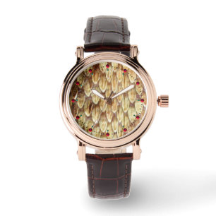 Montre CROTALUS, CRÈME DE PEAU DE RATTLESNAKE IMPRIMÉE Br