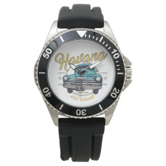 Montre Cuba Havana Cubain Vieux Voiture Plage Voyage Cade