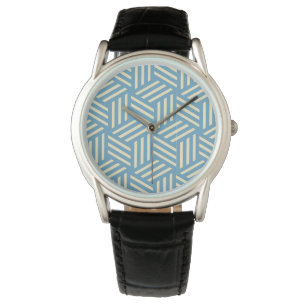 Montre Cubes d'illusion optique Abstraite rétro Motif ble