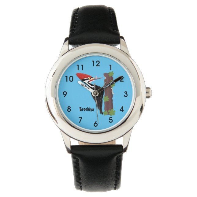 Montre Cue drôle Pileated woodpecker dessin d'illustratio (devant)
