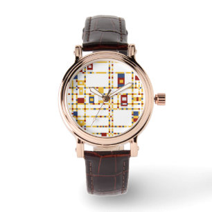 Montre Cuir fait sur commande de brun de carré parfait