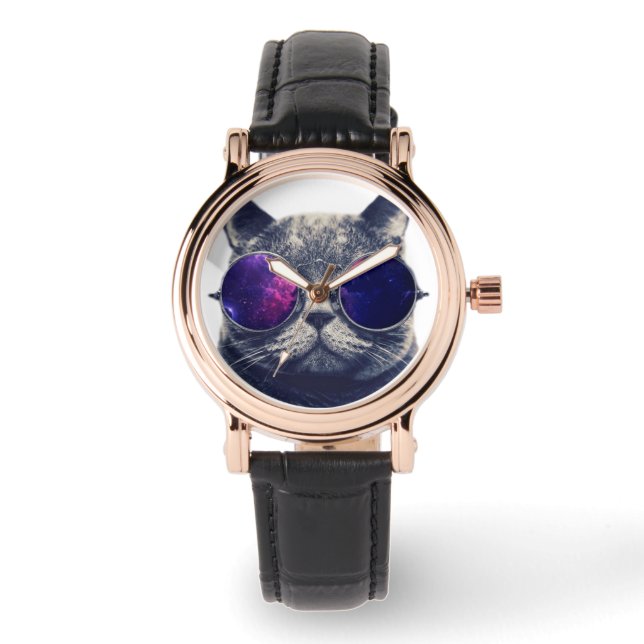 Montre Cuir noir Carré personnalisé (Recto)