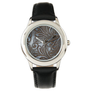 Montre Cuir vintage embouti
