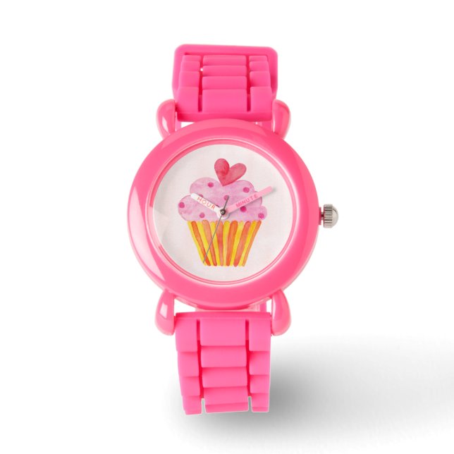Montre Cupcake rose parties scintillant fille enfants Reg (Recto)