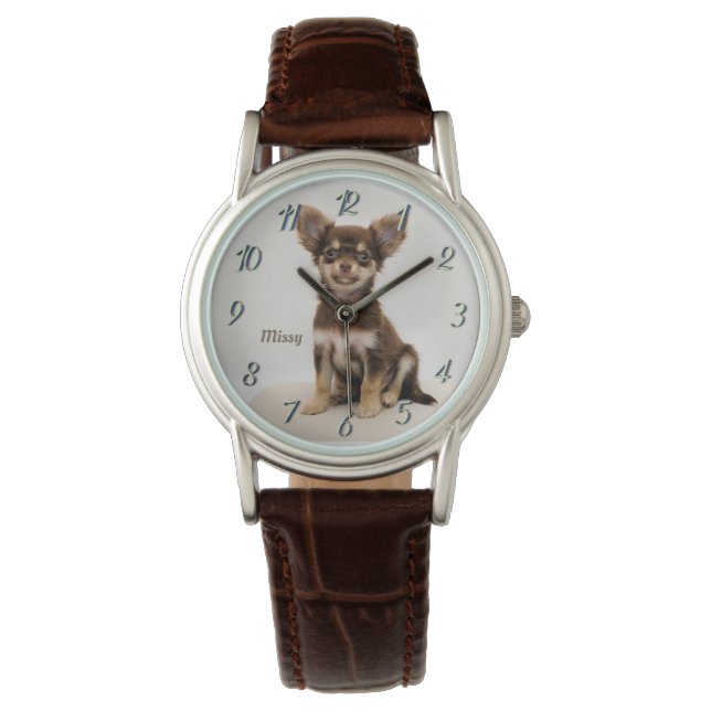 Montre Custom Chihuahua Watch (ajouter un nom) 326 By Zaz (devant)