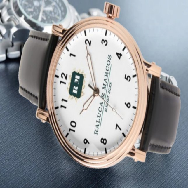 Montre Custom couple floral names monogram wedding (Créateur téléchargé)