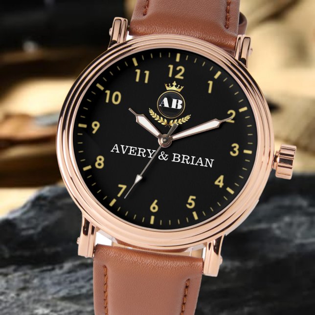 Montre Custom couple monogram black and gold (Créateur téléchargé)