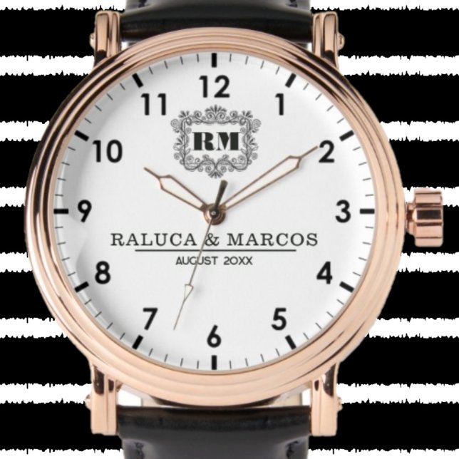 Montre Custom couple names simple minimal monogram (Créateur téléchargé)