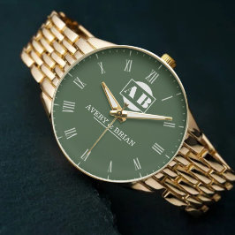 Montre Custom Couples  Monogram Wedding Anniversary Gift