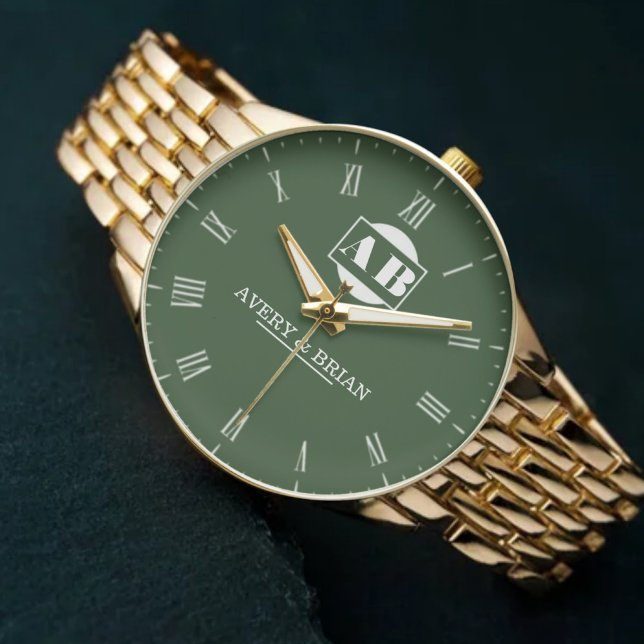 Montre Custom Couples  Monogram Wedding Anniversary Gift (Créateur téléchargé)