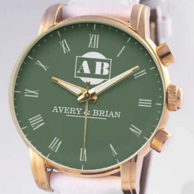 Montre Custom Green Dial Roman Numeral  Luxury Gift for W (Créateur téléchargé)