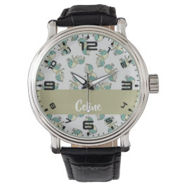 Montre Custom name cute horses pattern