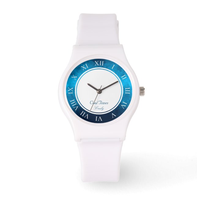 Montre Custom Name & Image Crystallized Blue Background (Recto)