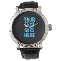custom your text goes here, black with blue text