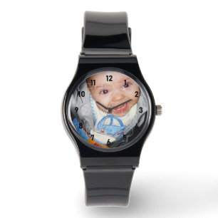 Montre Customisez-le avec Votre photo numéros noirs