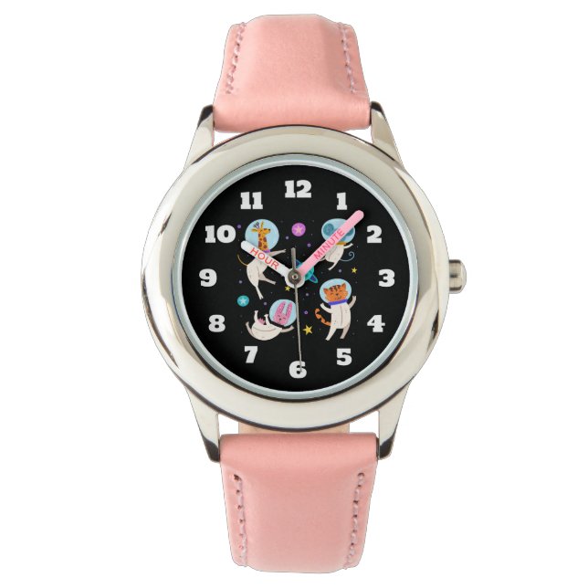 Montre Cute astronaute Animaux flottant dans l'espace (devant)