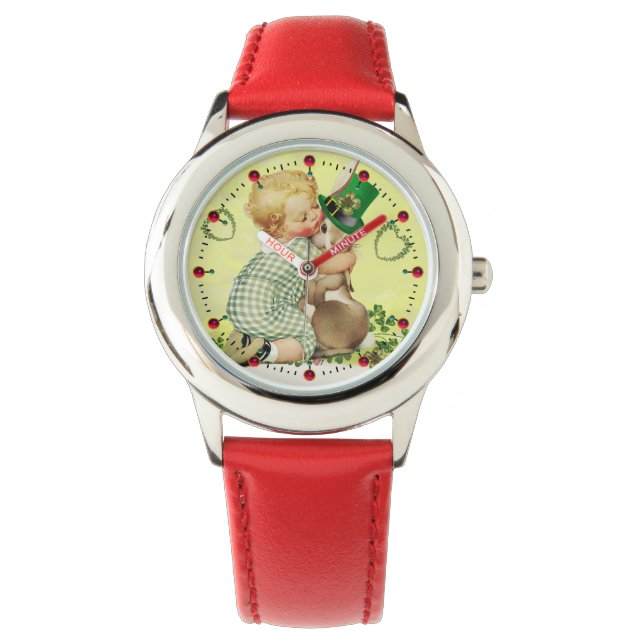 MONTRE CUTE BÉBÉ HUGING RABBBIT IRLANDAIS ST. JOUR DE PAT (devant)