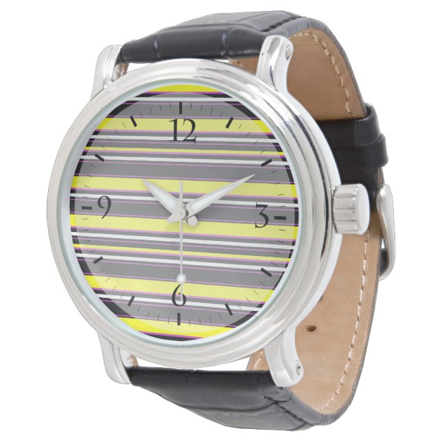 Montre Cute black yellow stripes (Incliné)