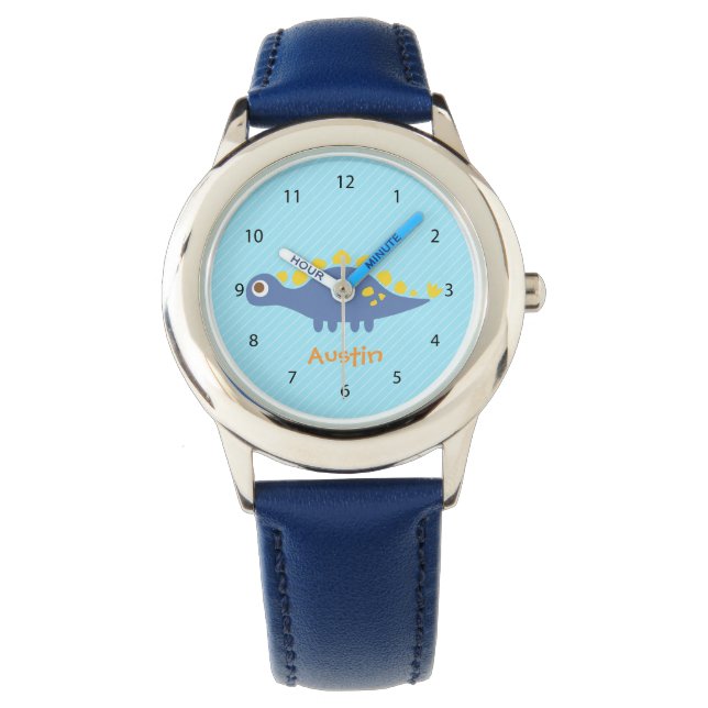 Montre Cute Blue Stegosaurus Dinosaur Regarder les enfant (devant)