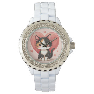 Montre Cute Calico Cat Heart Kawaii Valentine's Art