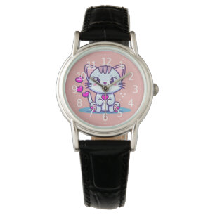 Montre Cute Chat Kitten avec Coeurs Valentine Inspiré  