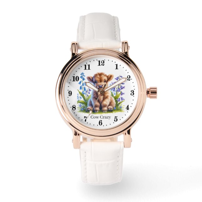 Montre Cute cow crazy highland cow customizable (Recto)