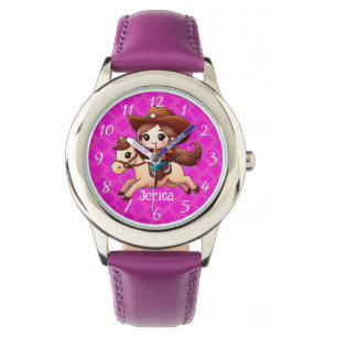 Montre Cute Cowgirl et Cheval Western Rose