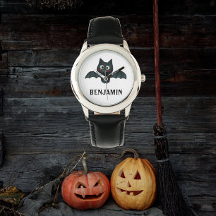 Montre Cute drôle chauve-chauve-souris noire avec nom