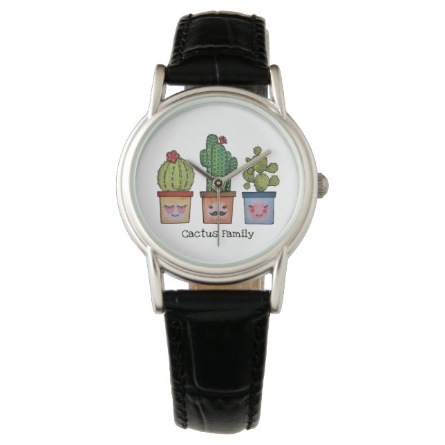 Montre Cute Famille Cactus En Aquarelle (devant)