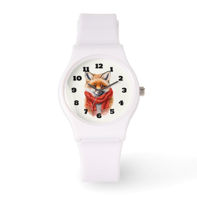 Montre Cute Fox in a Red Scarf Autumn Image (Recto)