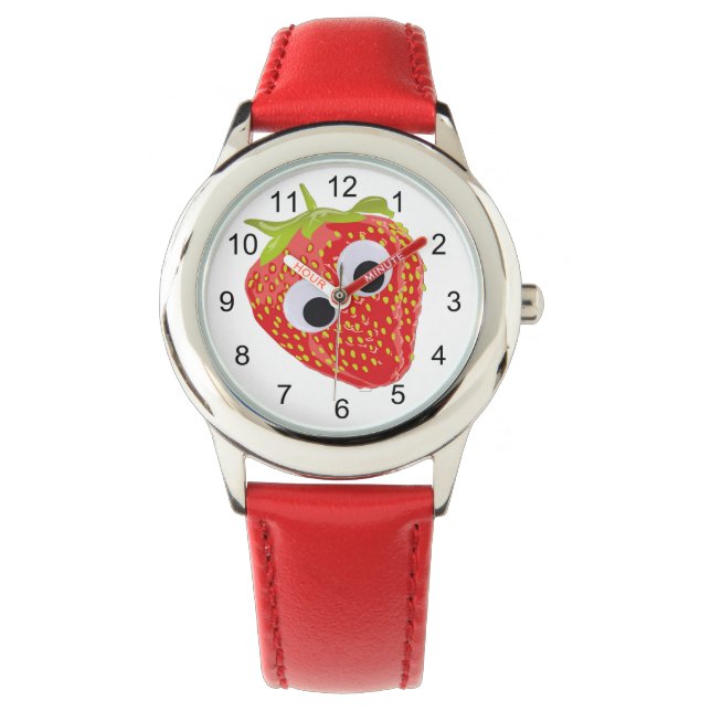 Montre Cute fraise enfants regarder la sangle rouge (devant)