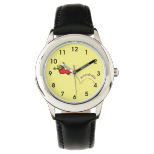 Montre Cute grenouille dans une chaussette rouge saut de