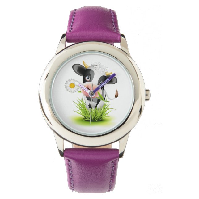 Montre Cute Holstein cow en vert grass (devant)