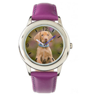 Montre Cute Hungarian Vizsla Dog Puppy Photo - cadran