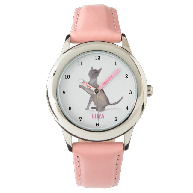 Montre Cute Kitten Chat Animal Girls Aquarelle (devant)