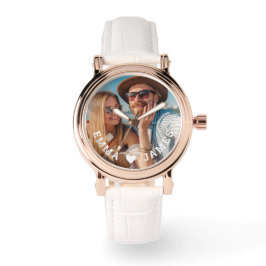 Montre Cute Love Heart Photo Couples Noms personnalisés